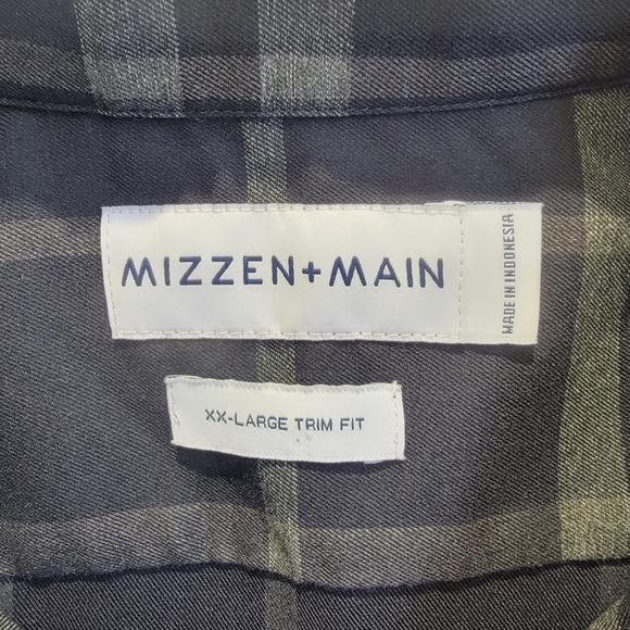 Mizzen + Main Gray Plaid Long Sleeve Button Down No Iron XXL Trim Fit - Picture 5 of 10